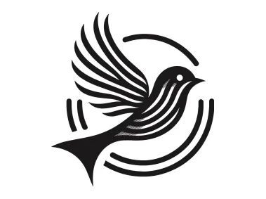 Linear Flying Sparrow in Circle Logo Template