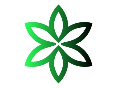 Linear Six Petals Green Flower Logo Template