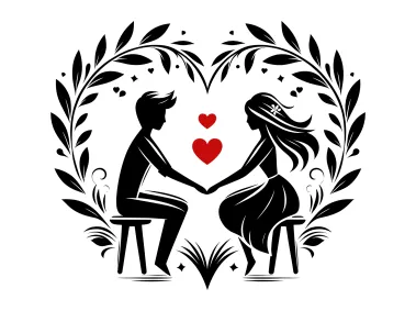 Love Blossom Romantic Couple Logo