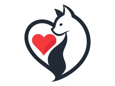 Loving Cat in Black Heart Logo Template