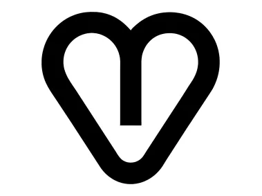 M Letter Heart Shape Logo Template