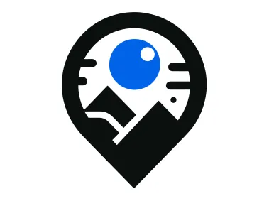 Map Pin with Blue Point Logo Template