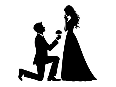 Marriage Proposal Silhouette Logo Template