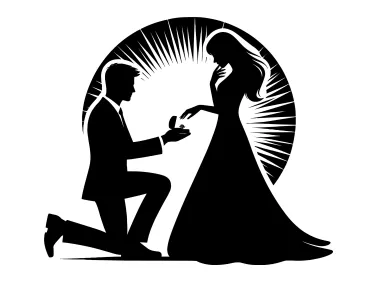 Marriage Proposal Silhouette Logo Template