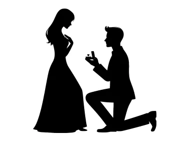 Marriage Proposal Silhouette Logo Template