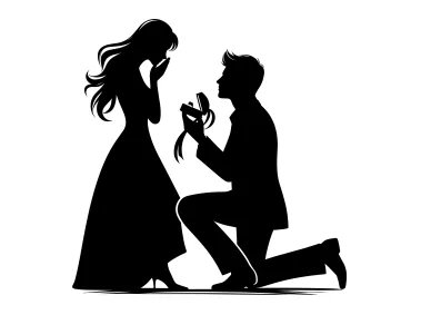 Marriage Proposal Silhouette Logo Template