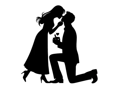 Marriage Proposal Silhouette Logo Template