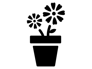 Minimal Black Flowers in Pot Logo Template