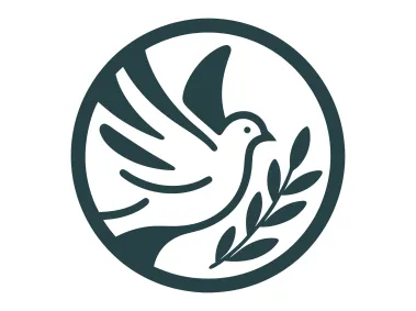 Minimal Pigeon Dove with Wreath in Circle Logo Template