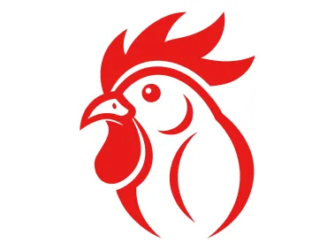 Minimal Red Roooster Silhoutte Logo Template