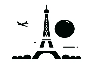 Minimalist Black Eiffel Tower Design Logo Template