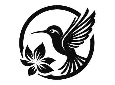 Minimalist Hummingbird & Flower Logo Template