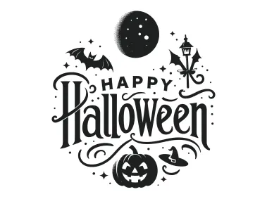 Mixed Happy Halloween Lettering Design Vector