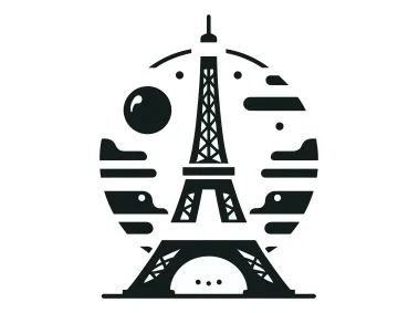 Modern Black Eiffel Tower Logo Template