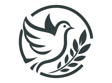 Modern Dove Bird with Olive Wreath in Circle Logo Template