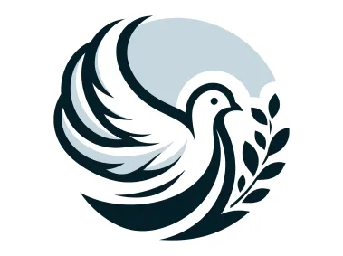 Modern Dove Bird with Wreath in Circle Logo Template