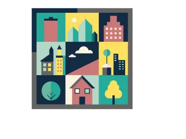 Modern Geometric Cityscape Design Vector