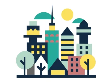 Modern Geometric Cityscape Illustration Vector