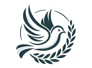 Modern SVG Dove with Olive Branch Wreath in Circle Logo Template