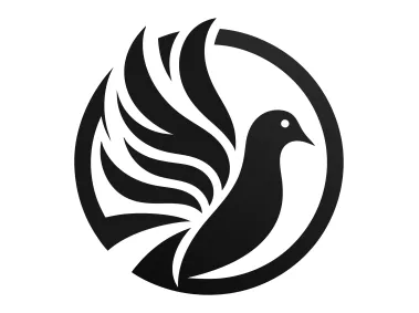Monochrome Pigeon Bird in Circle Logo Template