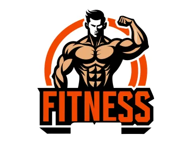 Muscle Man with Fitness Text Logo Template