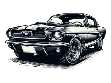 Old Model Mustang Car Illustration Logo