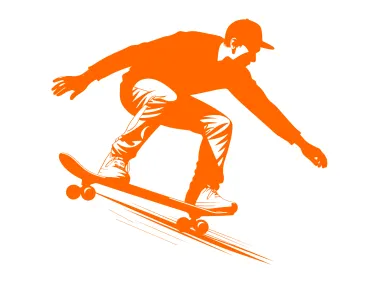 Orange Silhouette of a Boy Skateboarding Logo Template