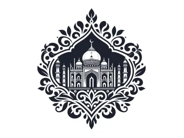 Ornament Taj Mahal Temple Silhouette Logo Template