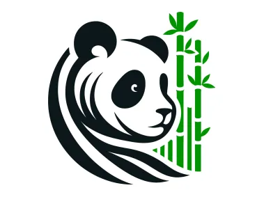 Panda with Green Bambu Logo Template
