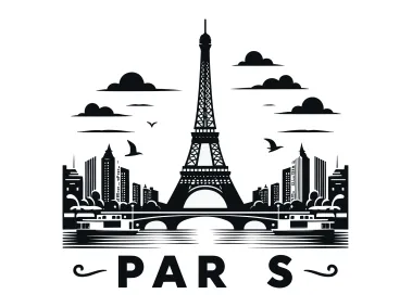 Paris City Silhouette with Eiffel Tower Logo Template