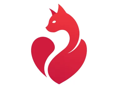Passionate Red Cat in Heart Logo