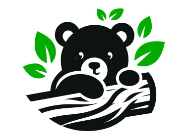 Peeking Bear on tree Logo Template