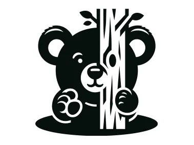Peeking Bear Logo Template