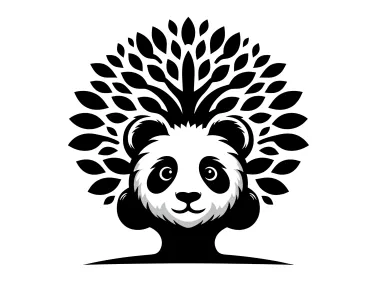 Peeking Panda on Tree Logo Template