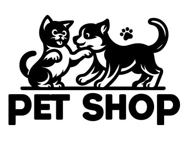 Pet Shop Playing Cat and Dog Logo Template