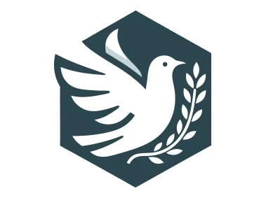 Pigeon Bird with Olive Branch in Hexagon Shape Logo Template