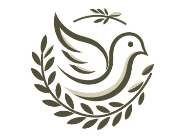 Pigeon Bird with Olive Branch Wreath Logo Template