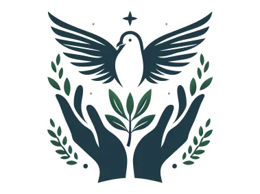 Pigeon Released from Hand with Olive Branch Logo Template