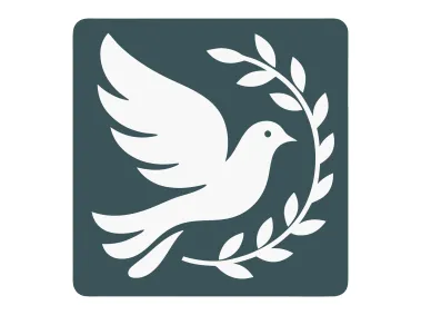 Pigeon with Olive Branch Wreath in Square Logo Template
