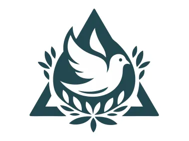 Pigeon with Olive Branch Wreath in Triangle Logo Template