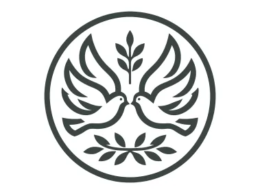 Pigeons Flying to Each Other with Wreat in Circle Logo Template