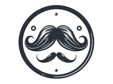 PNG Mustache in Circle Logo Template
