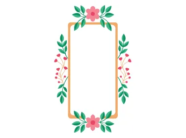 Portrait Floral Frame Border Illustration Vector