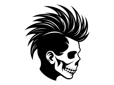 Punk Hair Head Skull Logo Template