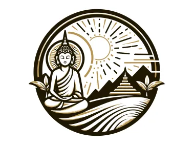 Radiant Dharma Buddha Landscape Design Vector