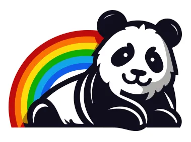 Rainbow Panda Logo Template