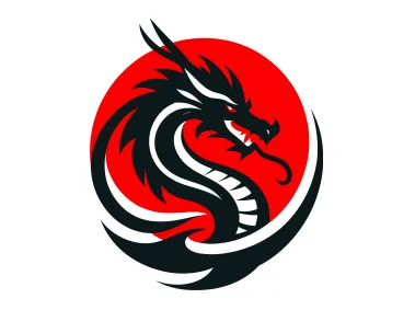 Red and Black Dragon Silhouette Logo Template