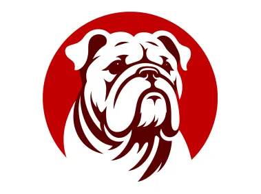 Red Bulldog Silhouette Design Logo Template