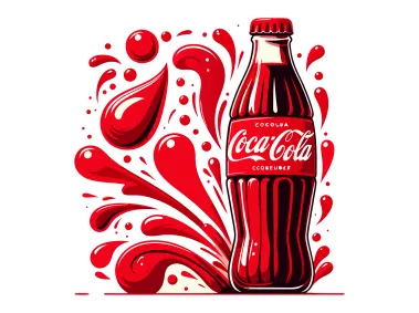 Red Coca Cola Bottle  with Red Big Drops Vector
