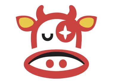 Red Comic Cow Logo Template